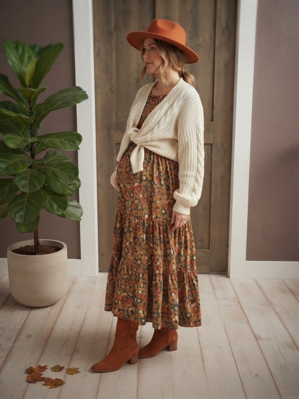 GAP Maternity Fall Floral Maxi Dress Medium (M) 100% Cotton